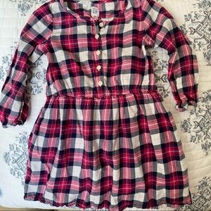 Baby Gap Pink Navy White Plaid Shirt Dress Size 4T